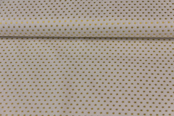 Baumwollwebware Weihnachten, Sterne, weiß, gold, 0,5 m